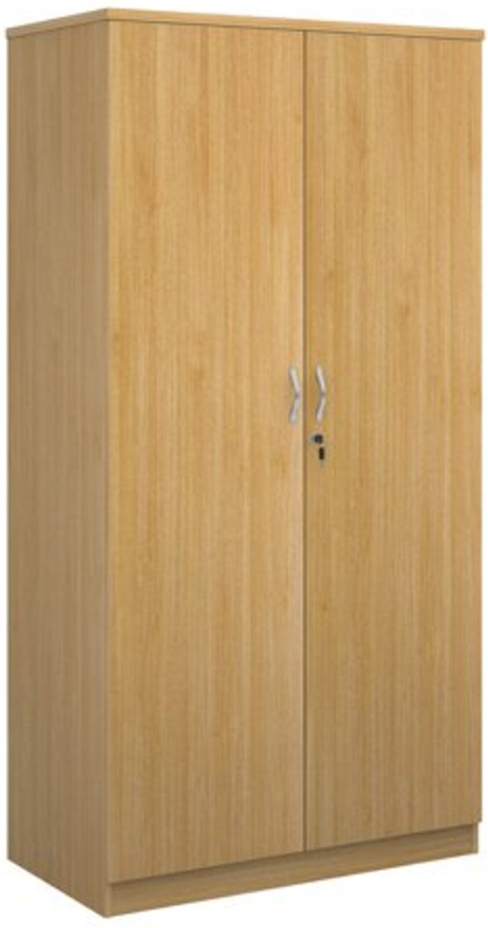 Office Monster | Deluxe Deluxe double door cupboard 2000mm high with 4 shelves - oak Deluxe Deluxe double door cupboard 2000mm high with 4 shelves - oak