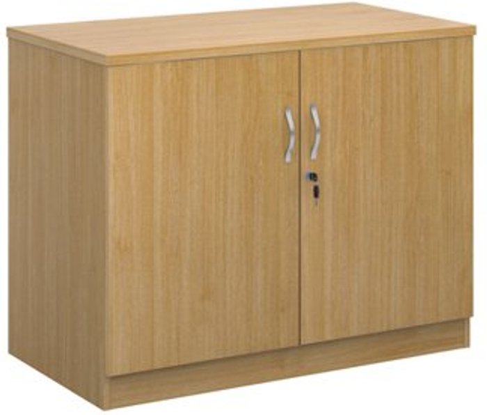 Office Monster | Deluxe Deluxe double door cupboard 800mm high with 1 shelf - oak Deluxe Deluxe double door cupboard 800mm high with 1 shelf - oak