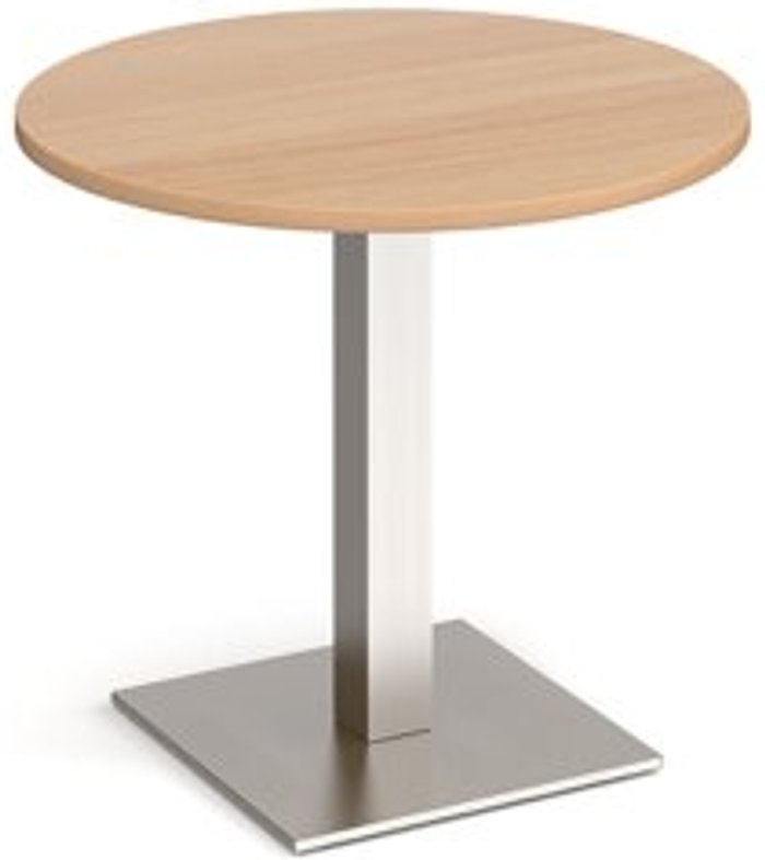 Office Monster | Brescia Brescia circular dining table with flat square brushed steel base 800mm - beech Brescia Brescia circular dining table with flat square brushed steel base 800mm - beech