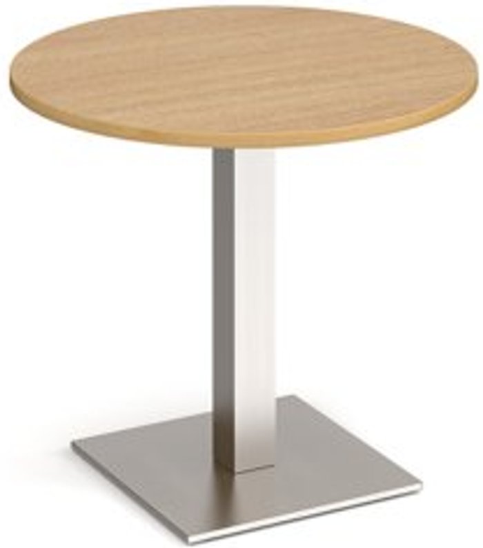 Office Monster | Brescia Brescia circular dining table with flat square brushed steel base 800mm - oak Brescia Brescia circular dining table with flat square brushed steel base 800mm - oak