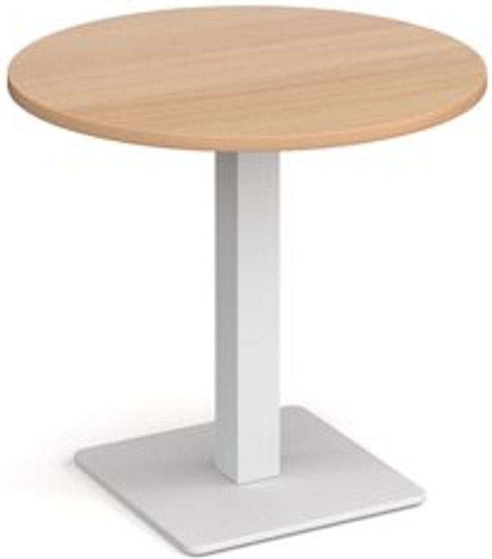 Office Monster | Brescia Brescia circular dining table with flat square white base 800mm - beech Brescia Brescia circular dining table with flat square white base 800mm - beech