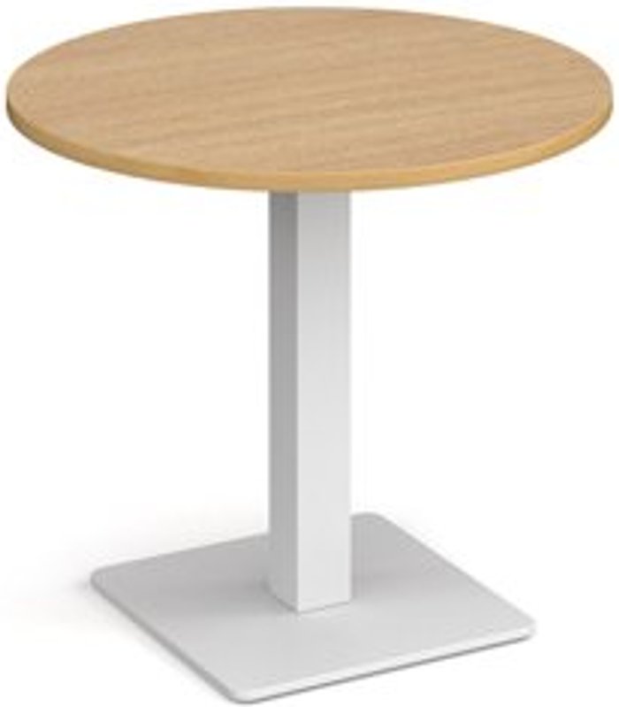 Office Monster | Brescia Brescia circular dining table with flat square white base 800mm - oak Brescia Brescia circular dining table with flat square white base 800mm - oak