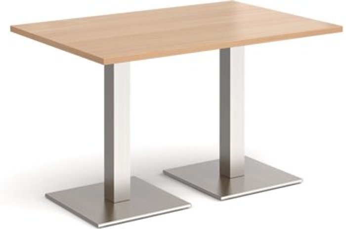 Office Monster | Brescia Brescia rectangular dining table with flat square brushed steel bases 1200mm x 800mm - beech Brescia Brescia rectangular dining table with flat square brushed steel bases 1200mm x 800mm - beech