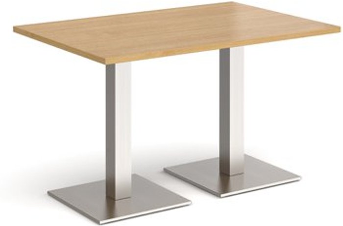 Office Monster | Brescia Brescia rectangular dining table with flat square brushed steel bases 1200mm x 800mm - oak Brescia Brescia rectangular dining table with flat square brushed steel bases 1200mm x 800mm - oak