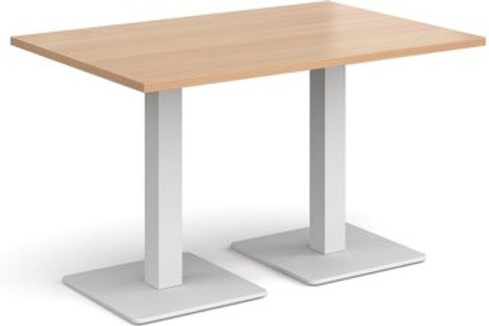 Office Monster | Brescia Brescia rectangular dining table with flat square white bases 1200mm x 800mm - beech Brescia Brescia rectangular dining table with flat square white bases 1200mm x 800mm - beech