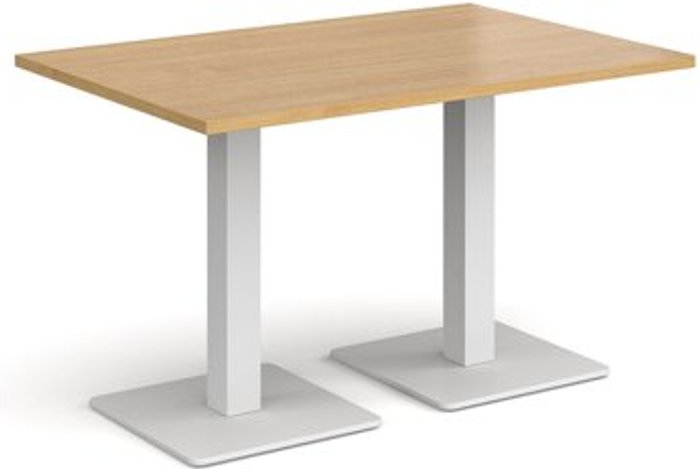 Office Monster | Brescia Brescia rectangular dining table with flat square white bases 1200mm x 800mm - oak Brescia Brescia rectangular dining table with flat square white bases 1200mm x 800mm - oak