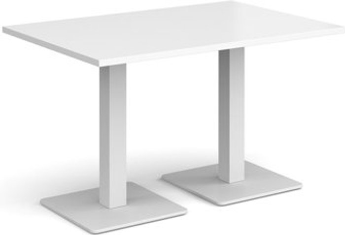 Office Monster | Brescia Brescia rectangular dining table with flat square white bases 1200mm x 800mm - white Brescia Brescia rectangular dining table with flat square white bases 1200mm x 800mm - white