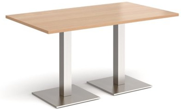 Office Monster | Brescia Brescia rectangular dining table with flat square brushed steel bases 1400mm x 800mm - beech Brescia Brescia rectangular dining table with flat square brushed steel bases 1400mm x 800mm - beech