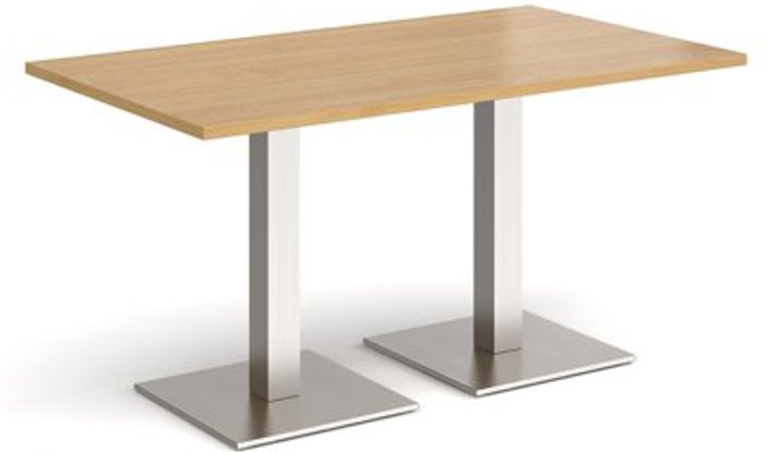Office Monster | Brescia Brescia rectangular dining table with flat square brushed steel bases 1400mm x 800mm - oak Brescia Brescia rectangular dining table with flat square brushed steel bases 1400mm x 800mm - oak