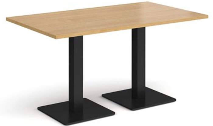 Office Monster | Brescia Brescia rectangular dining table with flat square black bases 1400mm x 800mm - oak Brescia Brescia rectangular dining table with flat square black bases 1400mm x 800mm - oak