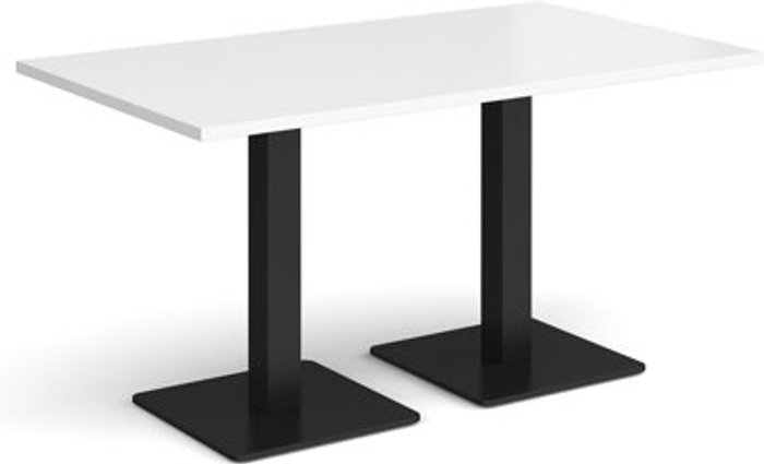 Office Monster | Brescia Brescia rectangular dining table with flat square black bases 1400mm x 800mm - white Brescia Brescia rectangular dining table with flat square black bases 1400mm x 800mm - white