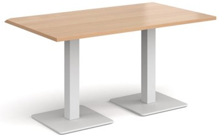 Office Monster | Brescia Brescia rectangular dining table with flat square white bases 1400mm x 800mm - beech Brescia Brescia rectangular dining table with flat square white bases 1400mm x 800mm - beech