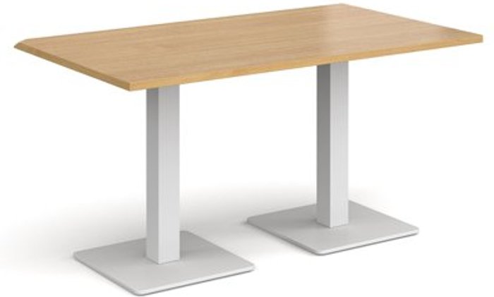 Office Monster | Brescia Brescia rectangular dining table with flat square white bases 1400mm x 800mm - oak Brescia Brescia rectangular dining table with flat square white bases 1400mm x 800mm - oak