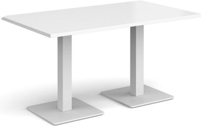 Office Monster | Brescia Brescia rectangular dining table with flat square white bases 1400mm x 800mm - white Brescia Brescia rectangular dining table with flat square white bases 1400mm x 800mm - white