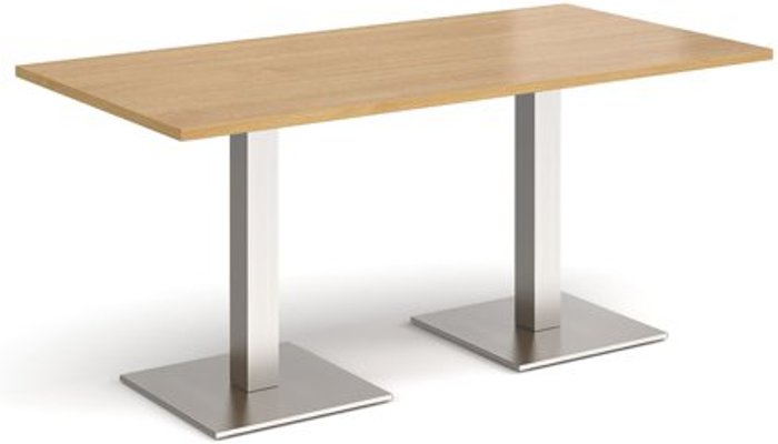 Office Monster | Brescia Brescia rectangular dining table with flat square brushed steel bases 1600mm x 800mm - oak Brescia Brescia rectangular dining table with flat square brushed steel bases 1600mm x 800mm - oak