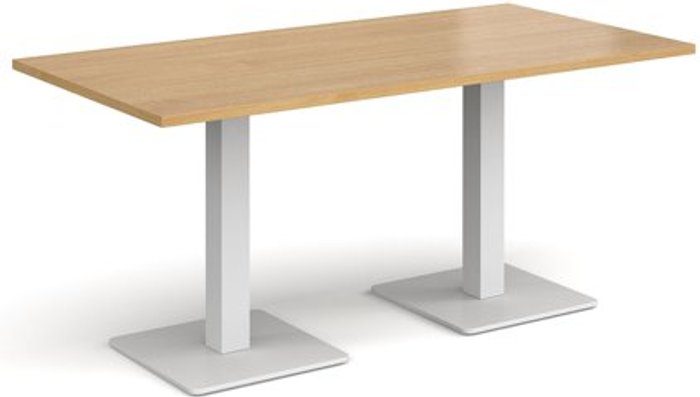 Office Monster | Brescia Brescia rectangular dining table with flat square white bases 1600mm x 800mm - oak Brescia Brescia rectangular dining table with flat square white bases 1600mm x 800mm - oak