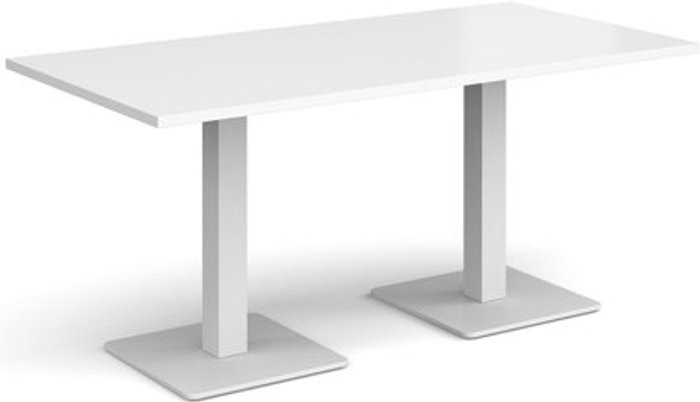 Office Monster | Brescia Brescia rectangular dining table with flat square white bases 1600mm x 800mm - white Brescia Brescia rectangular dining table with flat square white bases 1600mm x 800mm - white