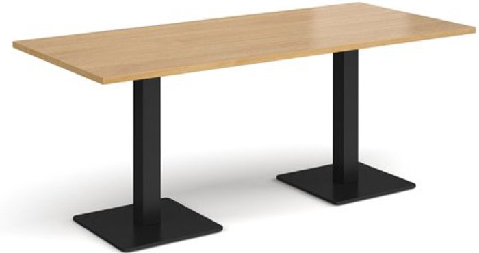 Office Monster | Brescia Brescia rectangular dining table with flat square black bases 1800mm x 800mm - oak Brescia Brescia rectangular dining table with flat square black bases 1800mm x 800mm - oak