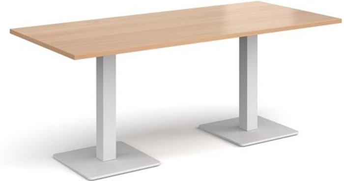 Office Monster | Brescia Brescia rectangular dining table with flat square white bases 1800mm x 800mm - beech Brescia Brescia rectangular dining table with flat square white bases 1800mm x 800mm - beech