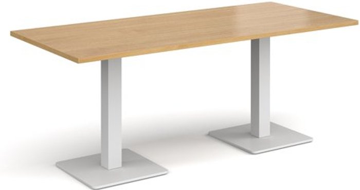 Office Monster | Brescia Brescia rectangular dining table with flat square white bases 1800mm x 800mm - oak Brescia Brescia rectangular dining table with flat square white bases 1800mm x 800mm - oak