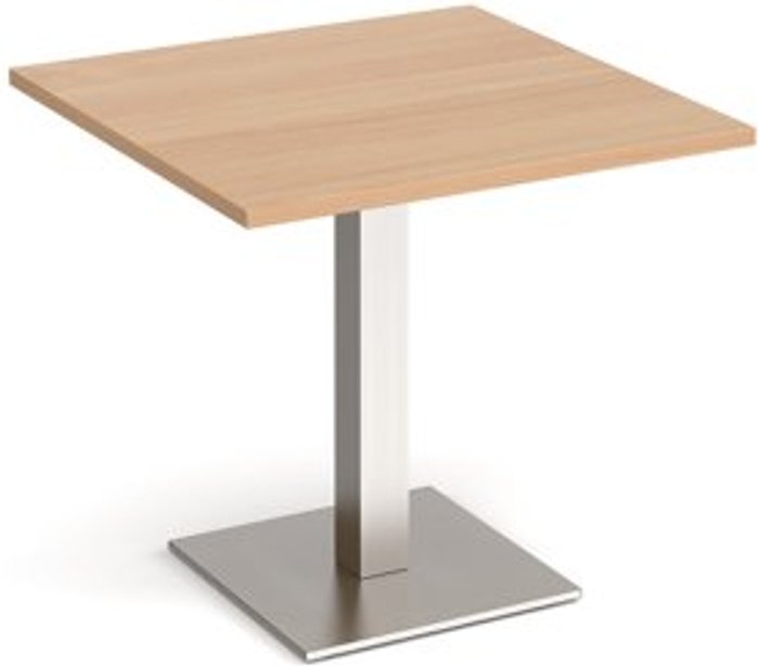 Office Monster | Brescia Brescia square dining table with flat square brushed steel base 800mm - beech Brescia Brescia square dining table with flat square brushed steel base 800mm - beech