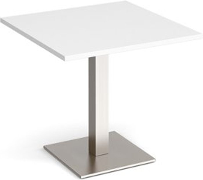 Office Monster | Brescia Brescia square dining table with flat square brushed steel base 800mm - white Brescia Brescia square dining table with flat square brushed steel base 800mm - white