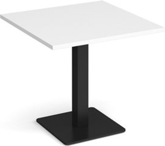 Office Monster | Brescia Brescia square dining table with flat square black base 800mm - white Brescia Brescia square dining table with flat square black base 800mm - white