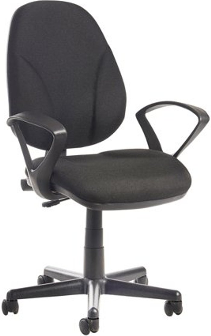 Office Monster | Bilbao Bilbao fabric operators chair with lumbar support and fixed arms - black Bilbao Bilbao fabric operators chair with lumbar support and fixed arms - black