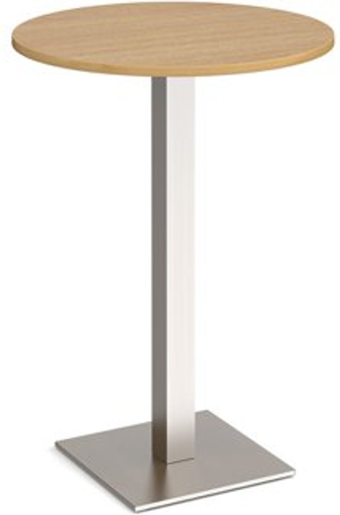 Office Monster | Brescia Brescia circular poseur table with flat square brushed steel base 800mm - oak Brescia Brescia circular poseur table with flat square brushed steel base 800mm - oak