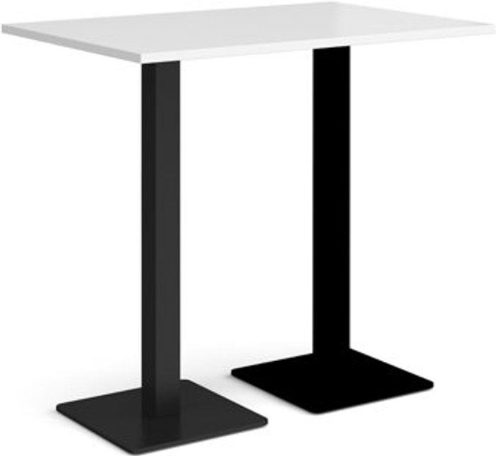 Office Monster | Brescia Brescia rectangular poseur table with flat square black bases 1200mm x 800mm - white Brescia Brescia rectangular poseur table with flat square black bases 1200mm x 800mm - white