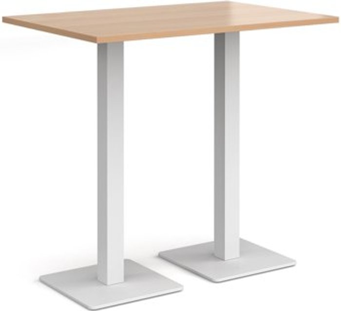 Office Monster | Brescia Brescia rectangular poseur table with flat square white bases 1200mm x 800mm - beech Brescia Brescia rectangular poseur table with flat square white bases 1200mm x 800mm - beech