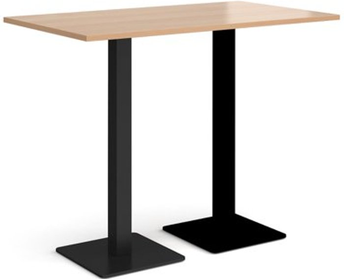 Office Monster | Brescia Brescia rectangular poseur table with flat square black bases 1400mm x 800mm - beech Brescia Brescia rectangular poseur table with flat square black bases 1400mm x 800mm - beech