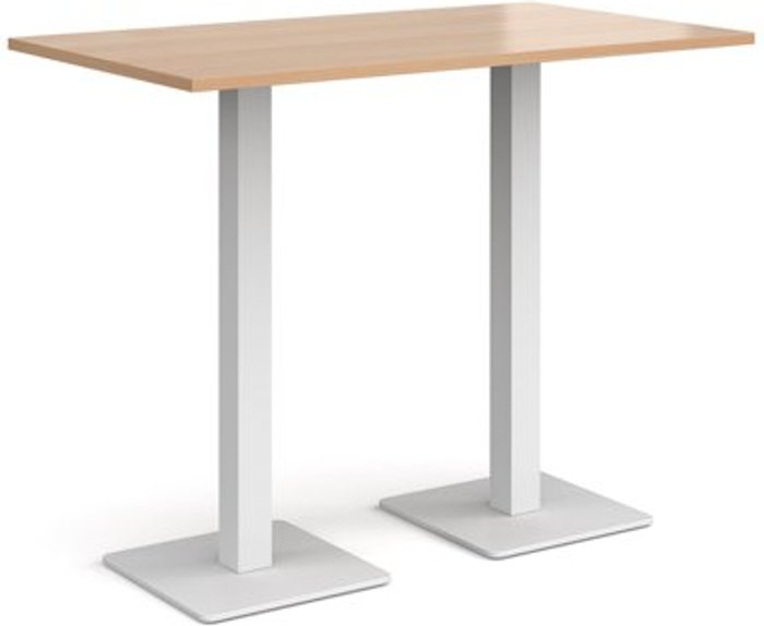 Office Monster | Brescia Brescia rectangular poseur table with flat square white bases 1400mm x 800mm - beech Brescia Brescia rectangular poseur table with flat square white bases 1400mm x 800mm - beech