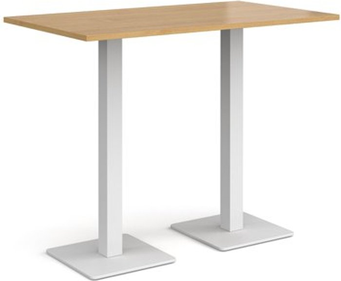 Office Monster | Brescia Brescia rectangular poseur table with flat square white bases 1400mm x 800mm - oak Brescia Brescia rectangular poseur table with flat square white bases 1400mm x 800mm - oak