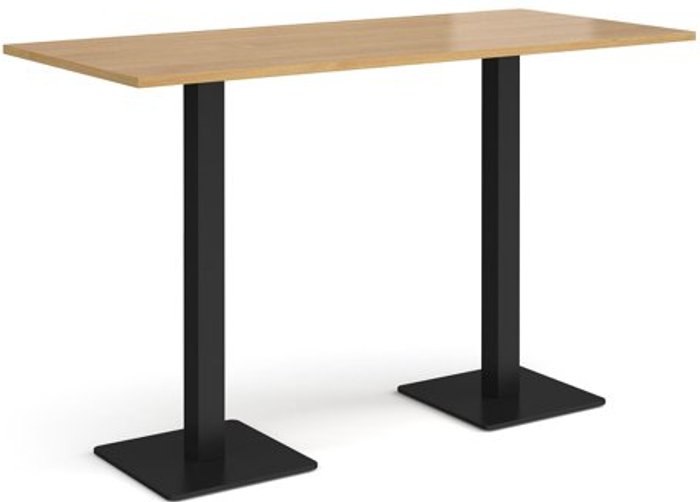 Office Monster | Brescia Brescia rectangular poseur table with flat square black bases 1800mm x 800mm - oak Brescia Brescia rectangular poseur table with flat square black bases 1800mm x 800mm - oak