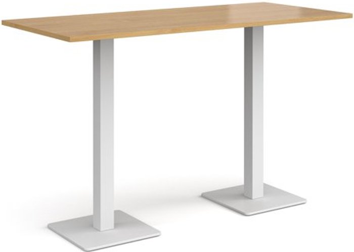 Office Monster | Brescia Brescia rectangular poseur table with flat square white bases 1800mm x 800mm - oak Brescia Brescia rectangular poseur table with flat square white bases 1800mm x 800mm - oak