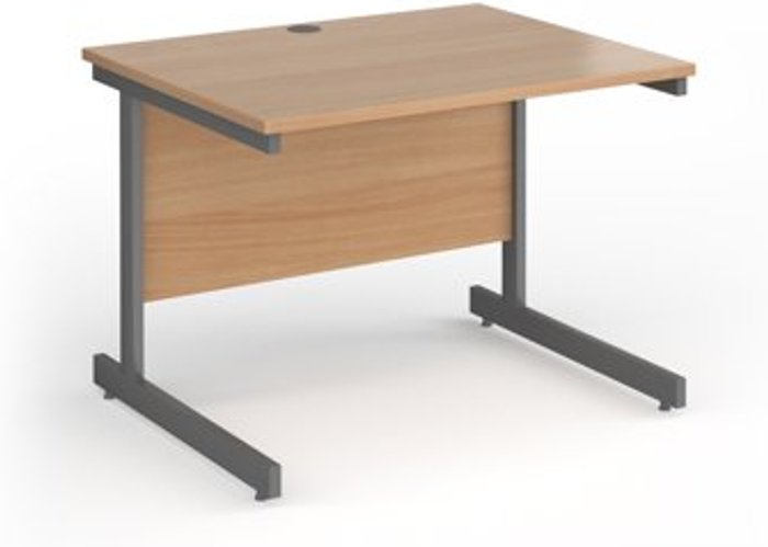 Office Monster | Contract 25 Office Desk | 1000mm Rectangular Desk With Cantilever Leg | Beech Tops With Graphite Frames | Contract 25 Contract 25 Office Desk | 1000mm Rectangular Desk With Cantilever Leg | Beech Tops With Graphite Frames | Contract 25