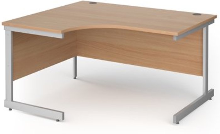 Office Monster | Contract 25 Office Desk | Left Hand Corner Desk 1400mm | Beech Top With Silver Frame | 1200mm Depth | Contract 25 Contract 25 Office Desk | Left Hand Corner Desk 1400mm | Beech Top With Silver Frame | 1200mm Depth | Contract 25
