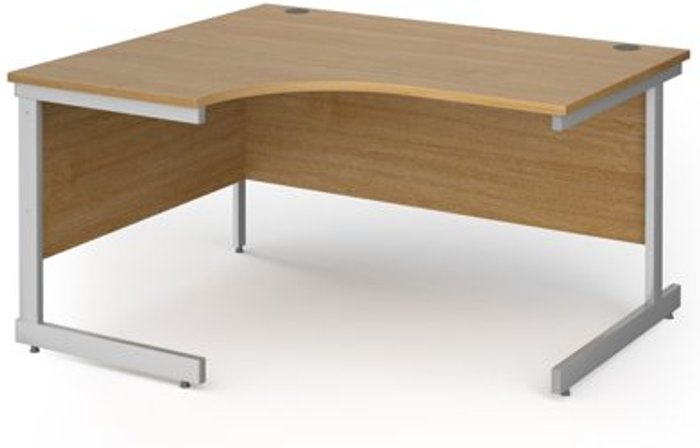 Office Monster | Contract 25 Office Desk | Left Hand Corner Desk 1400mm | Oak Top With Silver Frame | 1200mm Depth | Contract 25 Contract 25 Office Desk | Left Hand Corner Desk 1400mm | Oak Top With Silver Frame | 1200mm Depth | Contract 25
