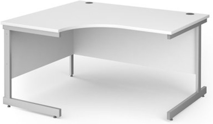 Office Monster | Contract 25 Office Desk | Left Hand Corner Desk 1400mm | White Top With Silver Frame | 1200mm Depth | Contract 25 Contract 25 Office Desk | Left Hand Corner Desk 1400mm | White Top With Silver Frame | 1200mm Depth | Contract 25