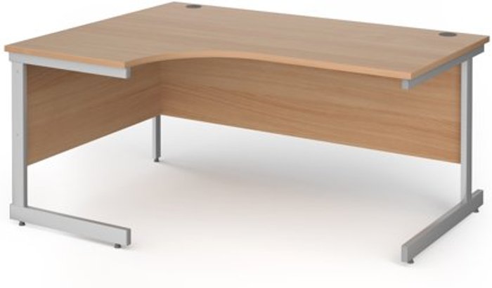 Office Monster | Contract 25 Office Desk | Left Hand Corner Desk 1600mm | Beech Top With Silver Frame | 1200mm Depth | Contract 25 Contract 25 Office Desk | Left Hand Corner Desk 1600mm | Beech Top With Silver Frame | 1200mm Depth | Contract 25