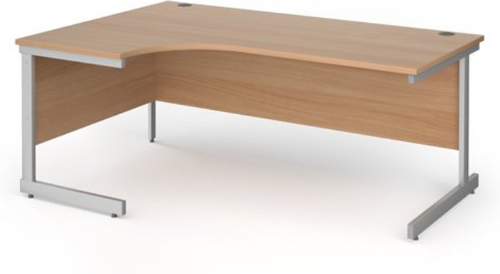 Office Monster | Contract 25 Office Desk | Left Hand Corner Desk 1800mm | Beech Top With Silver Frame | 1200mm Depth | Contract 25 Contract 25 Office Desk | Left Hand Corner Desk 1800mm | Beech Top With Silver Frame | 1200mm Depth | Contract 25