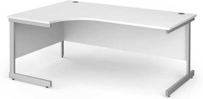 Office Monster | Contract 25 Office Desk | Left Hand Corner Desk 1800mm | White Top With Silver Frame | 1200mm Depth | Contract 25 Contract 25 Office Desk | Left Hand Corner Desk 1800mm | White Top With Silver Frame | 1200mm Depth | Contract 25