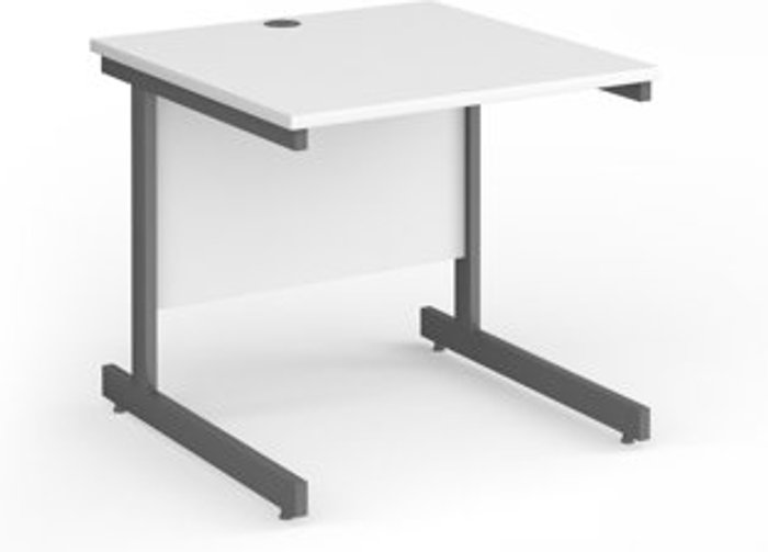 Office Monster | Contract 25 Office Desk | 800mm Rectangular Desk With Cantilever Leg | White Tops With Graphite Frames | Contract 25 Contract 25 Office Desk | 800mm Rectangular Desk With Cantilever Leg | White Tops With Graphite Frames | Contract 25
