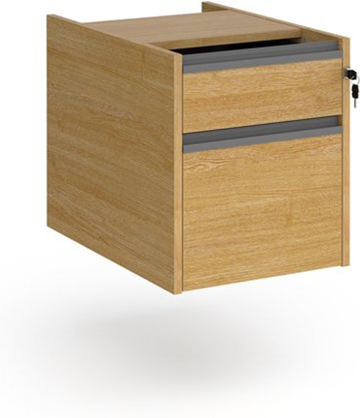 Office Monster | Contract 25 Contract 2 drawer fixed pedestal with graphite finger pull handles - oak Contract 25 Contract 2 drawer fixed pedestal with graphite finger pull handles - oak