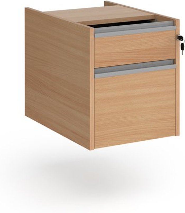 Office Monster | Contract 25 Contract 2 drawer fixed pedestal with silver finger pull handles - beech Contract 25 Contract 2 drawer fixed pedestal with silver finger pull handles - beech