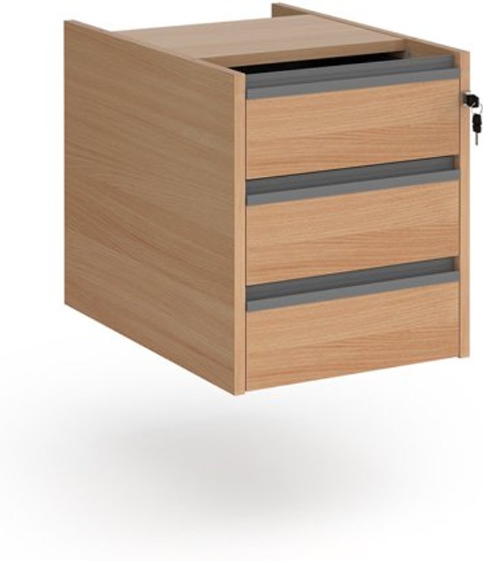Office Monster | Contract 25 Contract 3 drawer fixed pedestal with graphite finger pull handles - beech Contract 25 Contract 3 drawer fixed pedestal with graphite finger pull handles - beech
