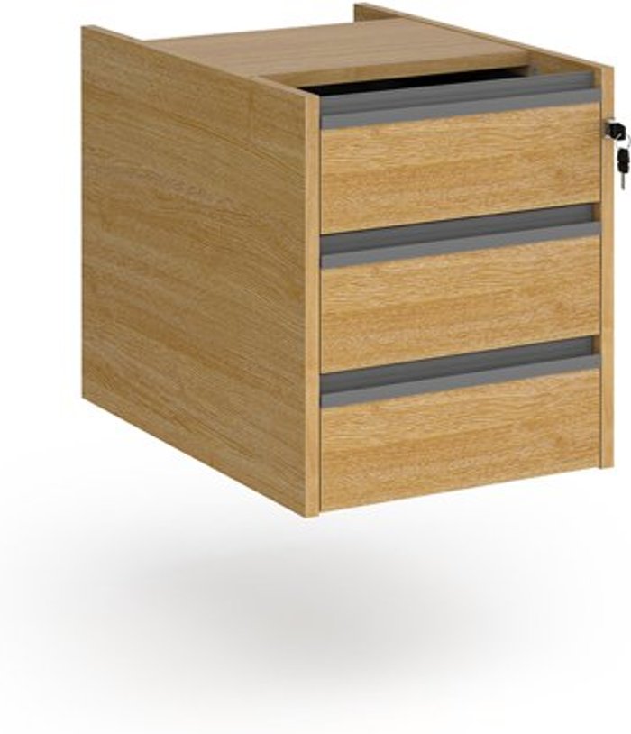 Office Monster | Contract 25 Contract 3 drawer fixed pedestal with graphite finger pull handles - oak Contract 25 Contract 3 drawer fixed pedestal with graphite finger pull handles - oak
