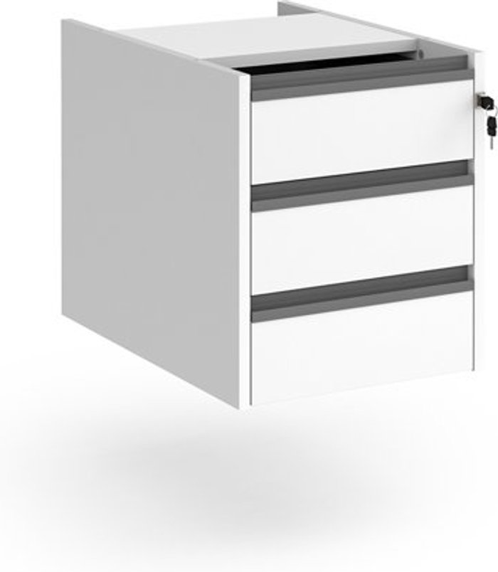 Office Monster | Contract 25 Contract 3 drawer fixed pedestal with graphite finger pull handles - white Contract 25 Contract 3 drawer fixed pedestal with graphite finger pull handles - white