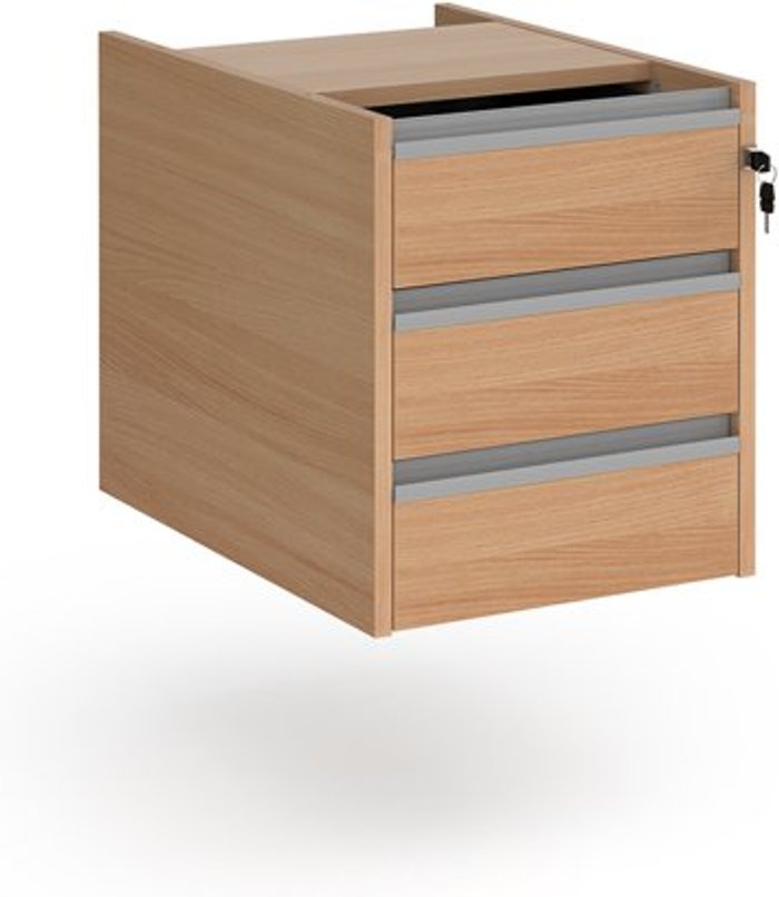 Office Monster | Contract 25 Contract 3 drawer fixed pedestal with silver finger pull handles - beech Contract 25 Contract 3 drawer fixed pedestal with silver finger pull handles - beech